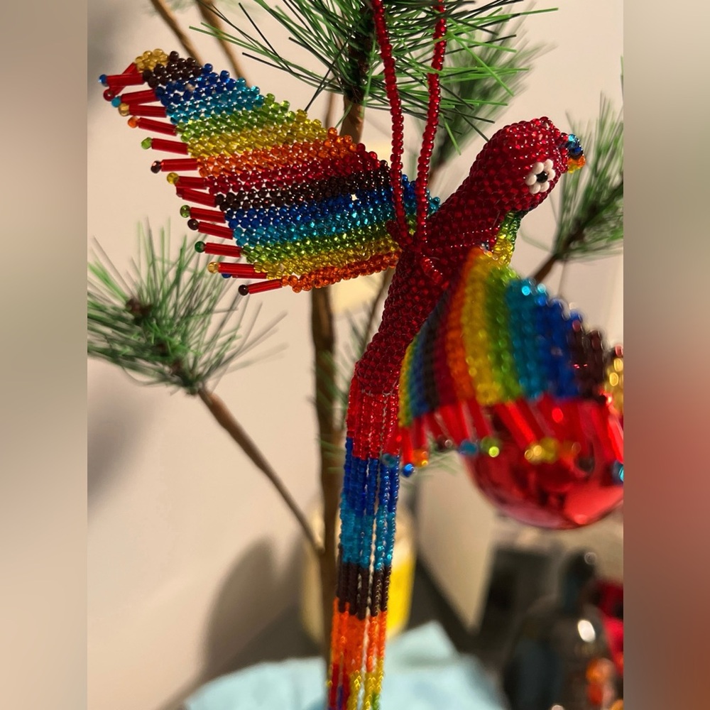 Rainbow beaded hummingbird keychain/ hummingbird keychain/ hummingbird ornament